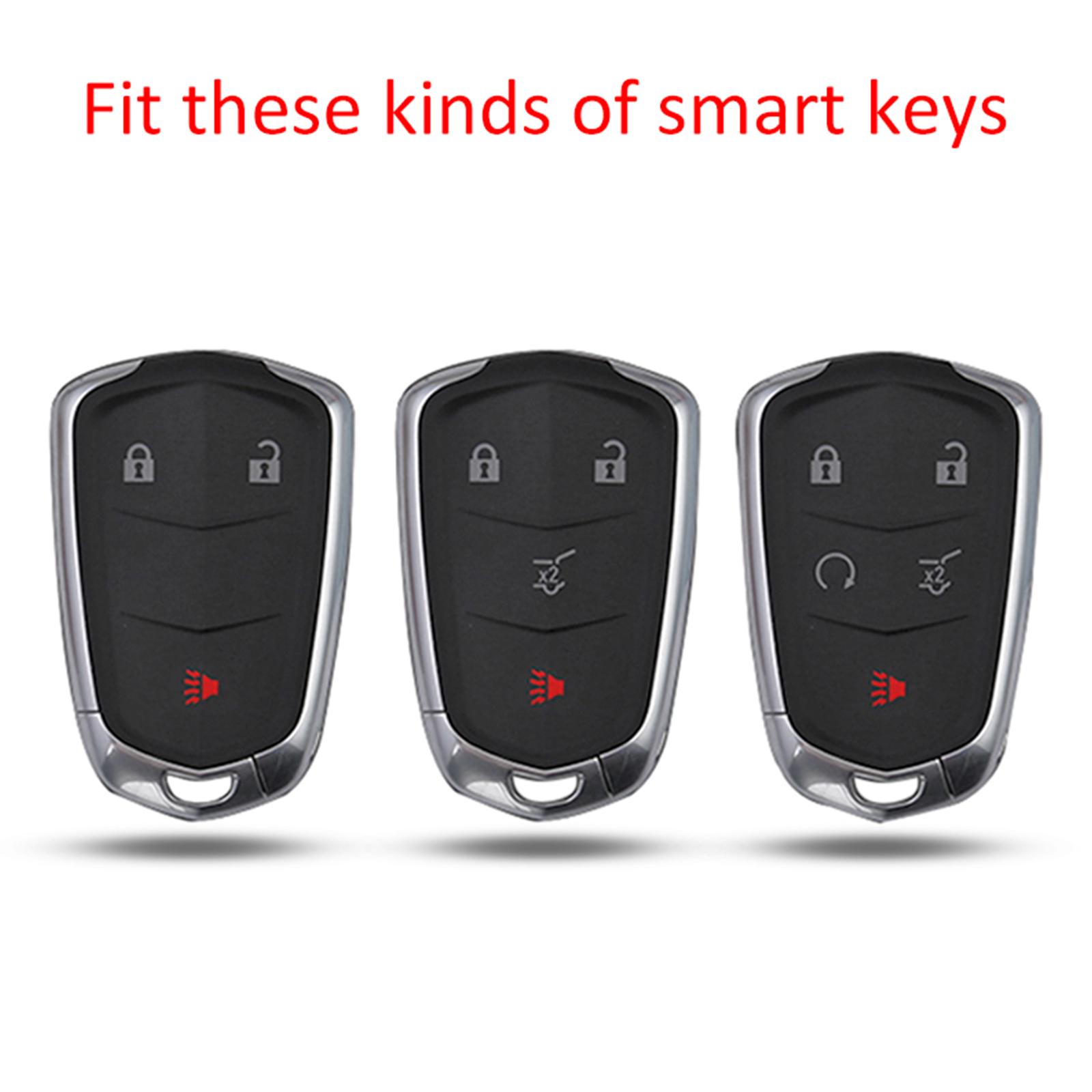 Leather Silicone Car Key Case Cover With Buckle For Cadillac