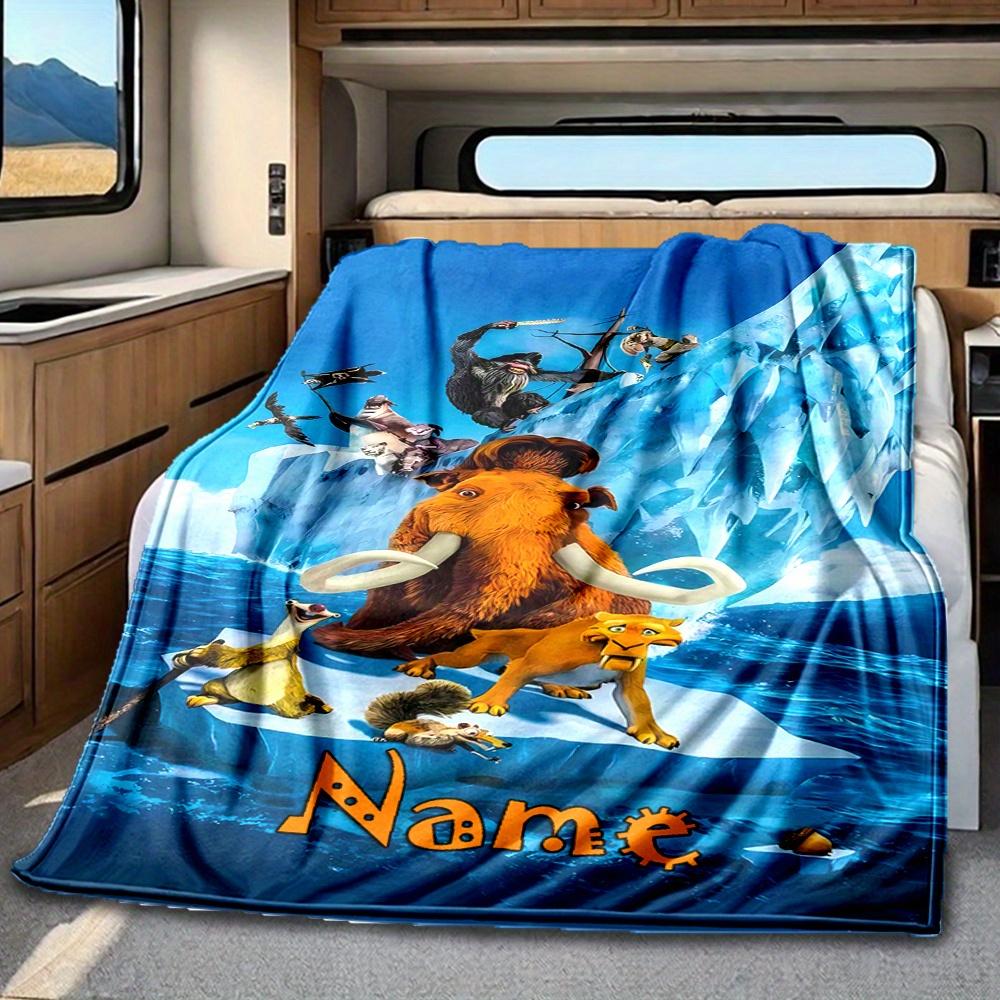 Ice Age Characters On Iceberg Blanket Personalized Name Soft Comfortable Stylish Blanket Car Blanket Perfect For Travel Camping Outdoor Home Suitable
