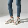 Damen Weihnachts-Print Flache Freizeitschuhe, -gefütterte Warme Baumwoll-Hausschuhe für den Winter