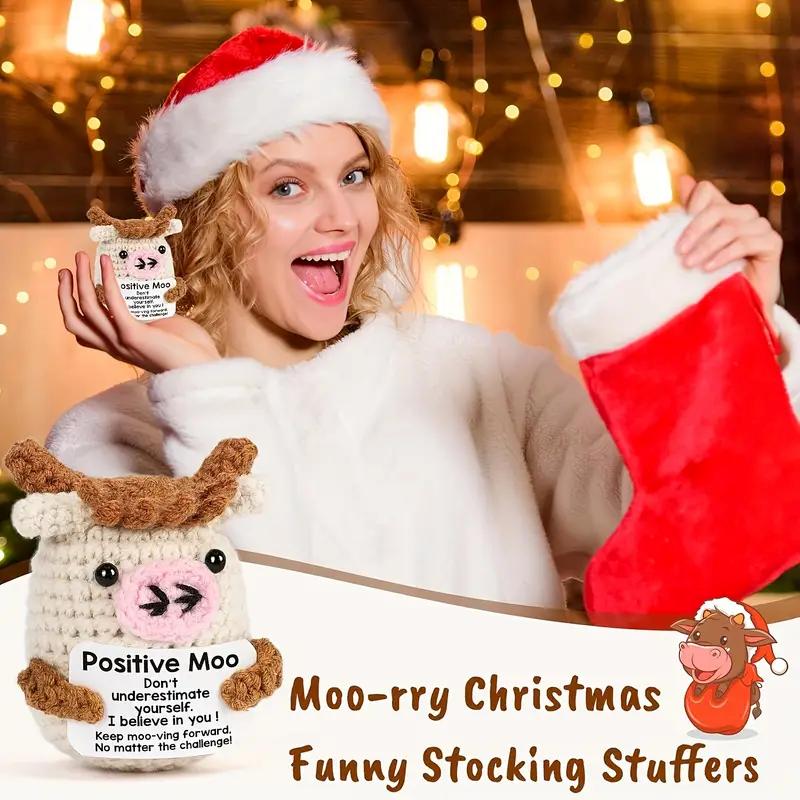 A Mini And Fun Positive Crochet Cow Gift Emotional Knitted Cow Animal Gift for Birthdays And Holidays