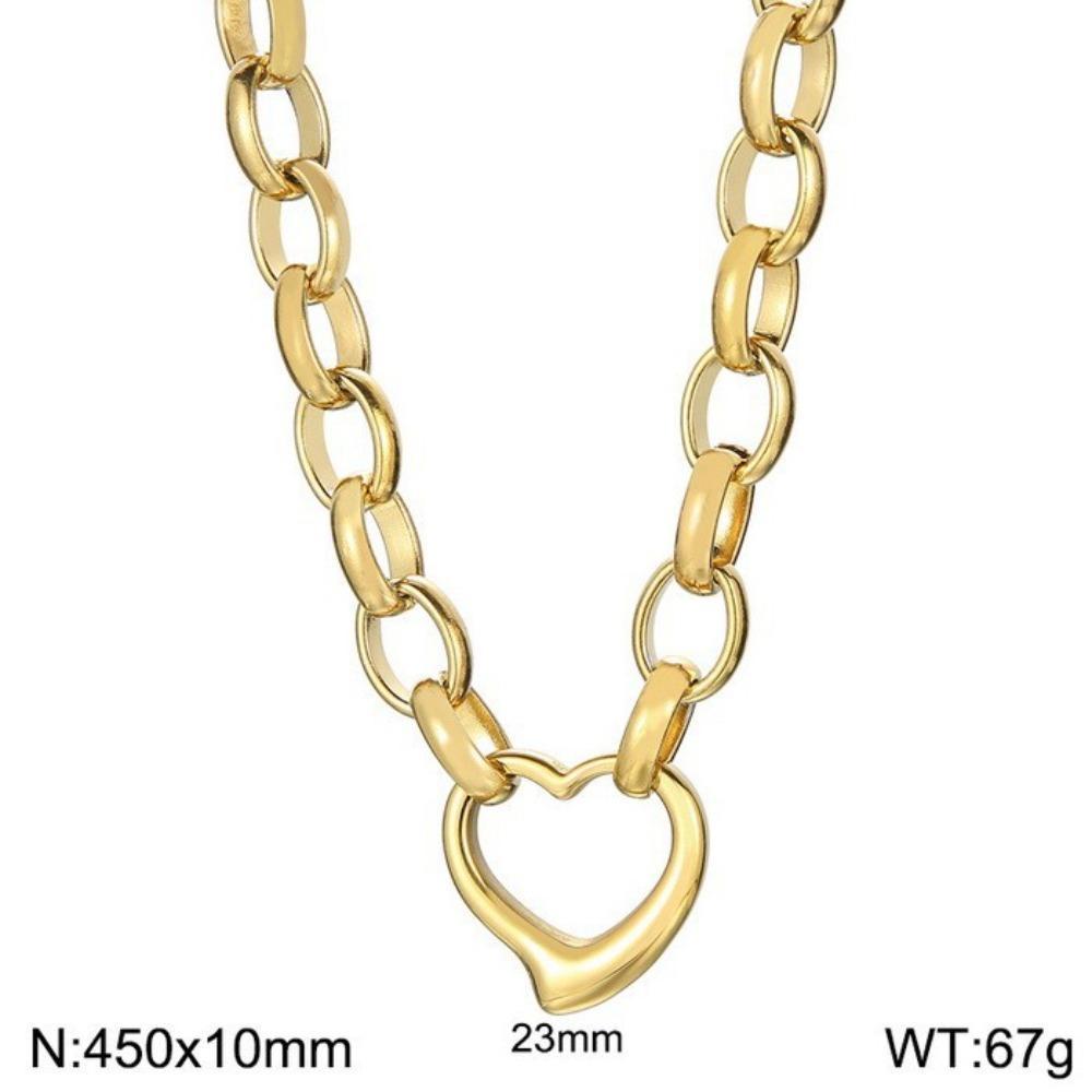 Stainless Steel Heart Necklace Polished Metal Bracelet Bangle Chain Bangle Anniversary Gift