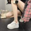 Platform White Shoes Women's 2025 New Spring Breathable Leather Inner Height Increase Women's Shoes Sports and Leisure Shoes Versatile Board Shoes