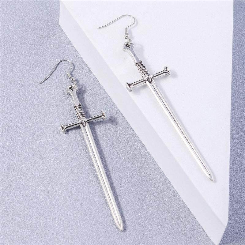 Aihua Gothic Vintage Sword Earrings For Women Man Fashion Punk Rock Party Jewelry Accessories Gift Fantasy Cross Earrings