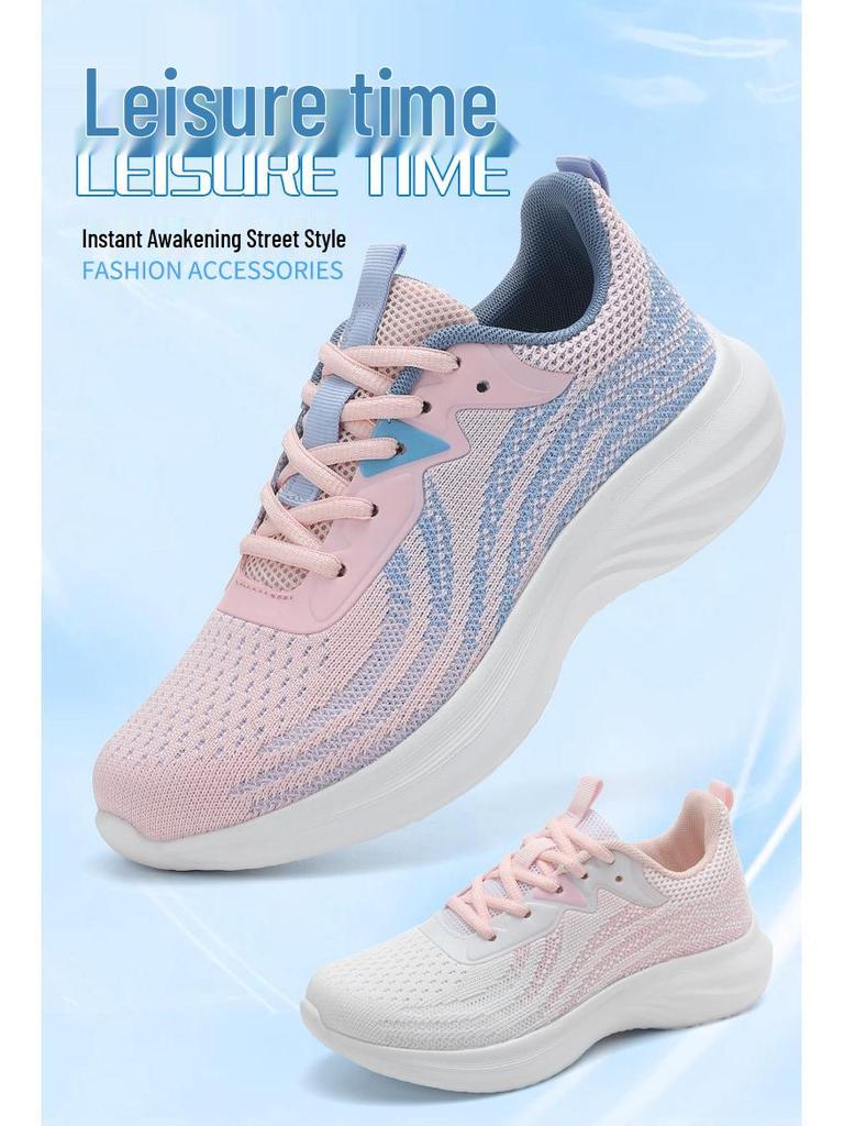 Trendige leichte Flyknit-Laufschuhe für Damen - Atmungsaktives Mesh, Lässiger Low-Top-Stil für Frühling/Sommer