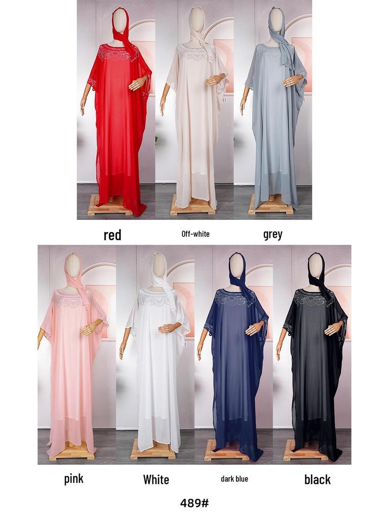 Afrikanisches Chiffon-Zweiteiler-Kleidset für Damen in Übergröße