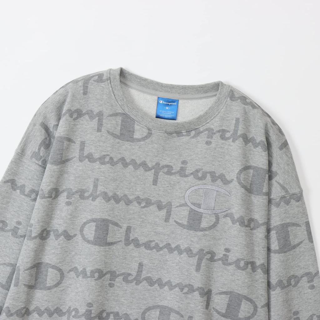 Champion Long Sleeve Crew Neck Sweatshirt with Cotton USA Oxford Size M Women's CW-YS002 Logo, Gray,