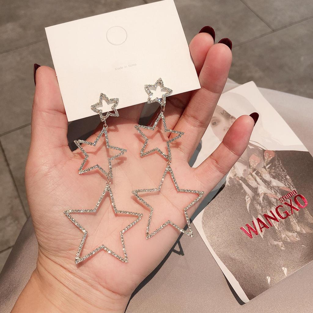Silver Needle Korean-Style Exaggerated Star Earrings
