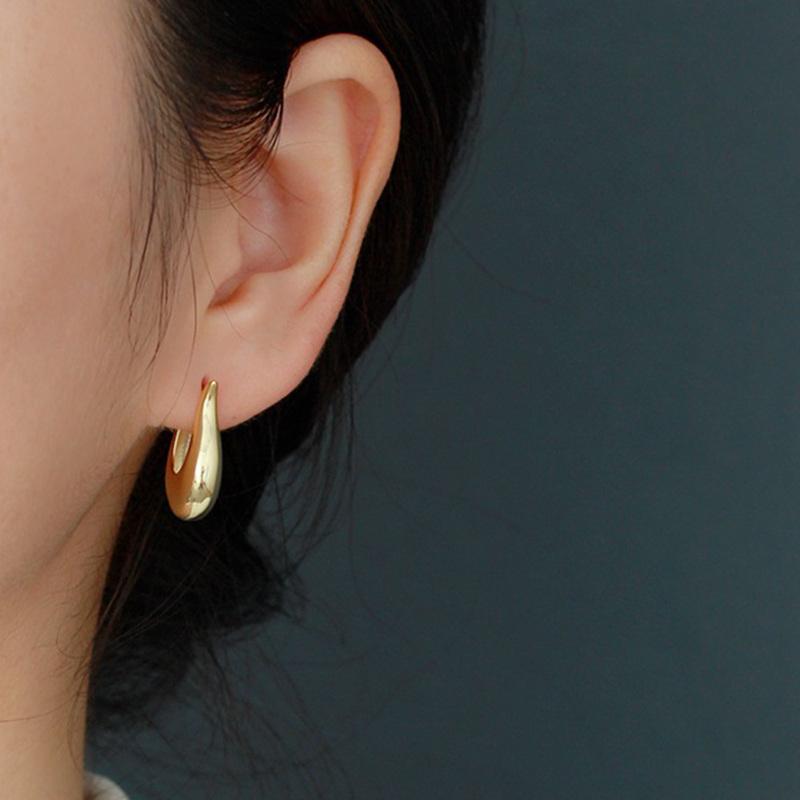 Vintage Gold Plated Smooth Metal Earrings For Women Glossy Shiny French Earrings Luxury Fashion Statement Jewelry Party Gift
