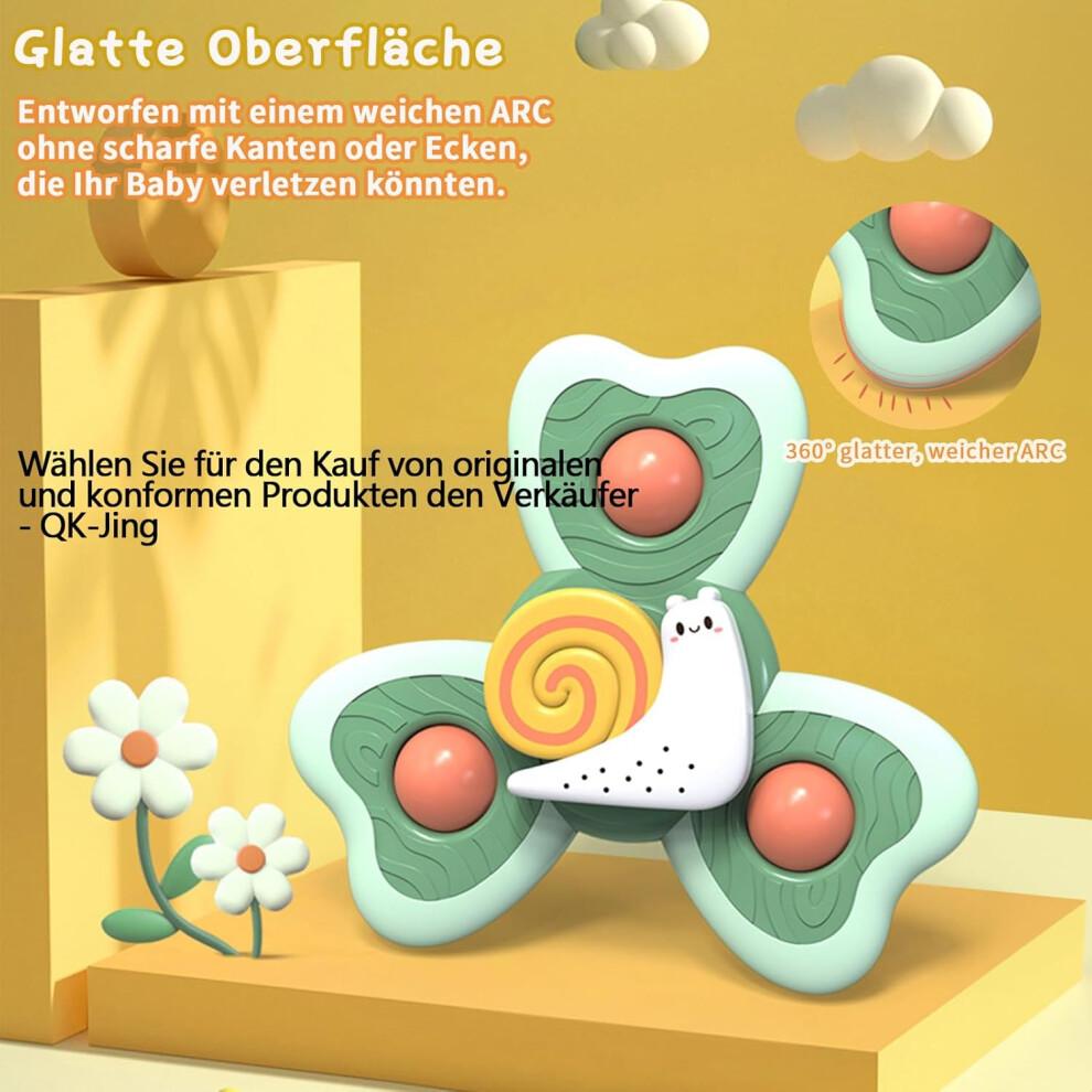 Suction Cup Toy Baby - 3 Pack Safe Bath Toys for 3 Months+, Sensory Spinner Table Toy, Travel Friendly Baby Toy