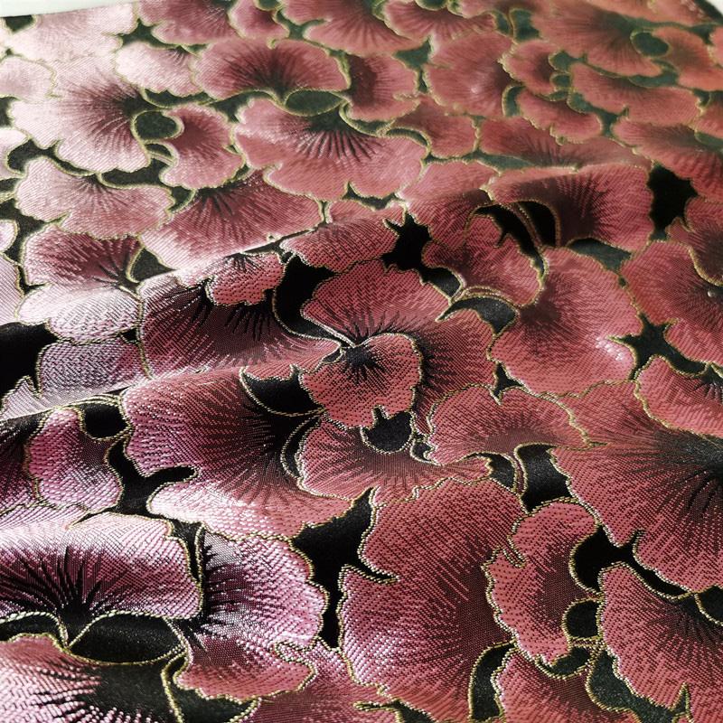 100*75cm Ginkgo Pattern Jacquard Brocade Fabrics For Satin Dress Designer Sewing Cheongsam Kimono Garment Diy Patchwork Material
