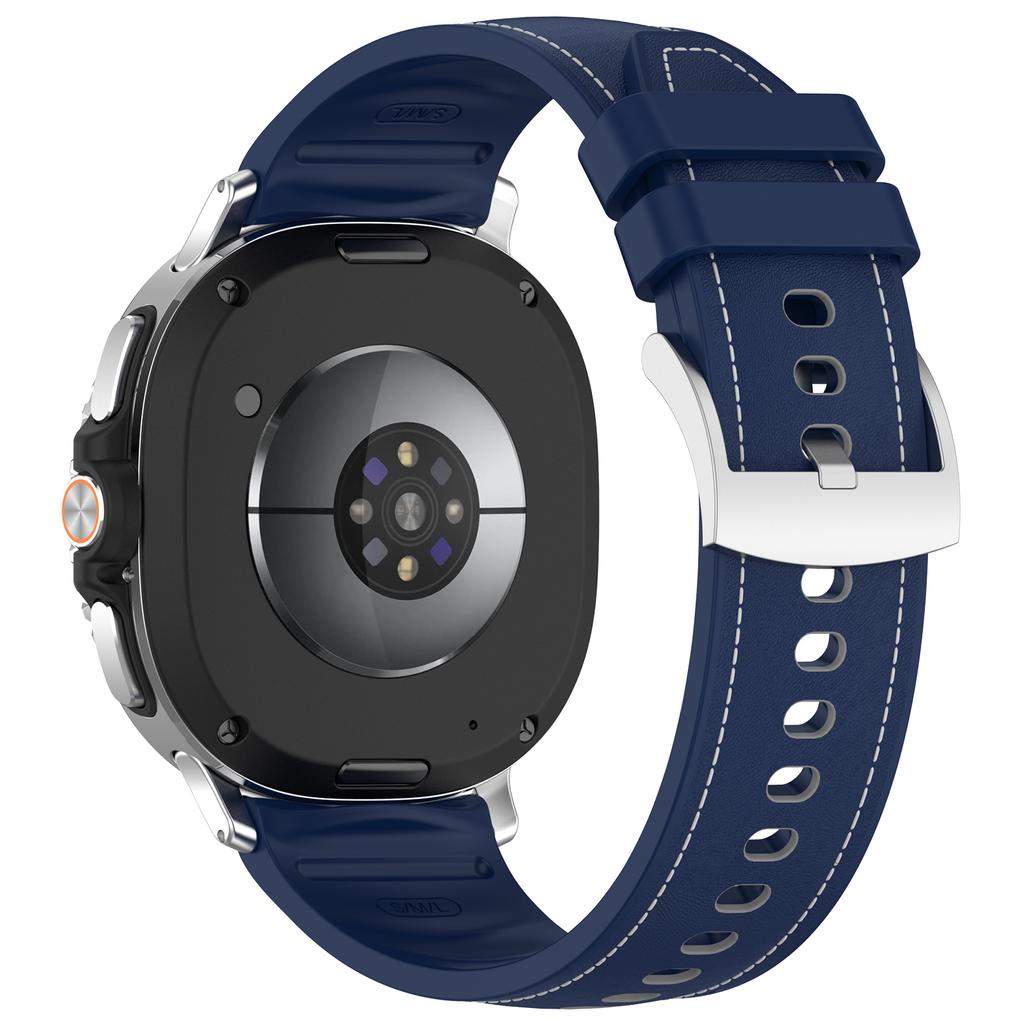 Leather Coated Silicone Strap for Samsung Galaxy Watch8 Classic 46mm/Watch8 44mm/40mm Watch Band with Stainless Steel Buckle
