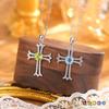 Gothic Cross Necklace European Style S925 Silver Inlaid Peridot Full Diamond Clavicle Chain
