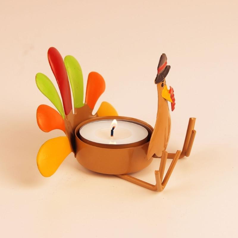 Turkey Tea Light Candle Holder Thanksgiving Centerpieces Fall Decorations Home