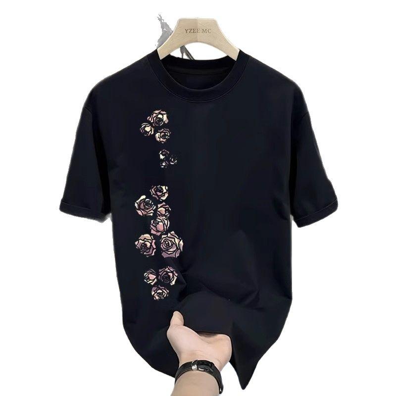 Trendy Brand Short-Sleeved Pure Cotton Men'S Printed T-Shirt Trendy Men'S And Women'S Versatile Round Neck T-Shirt Men'S