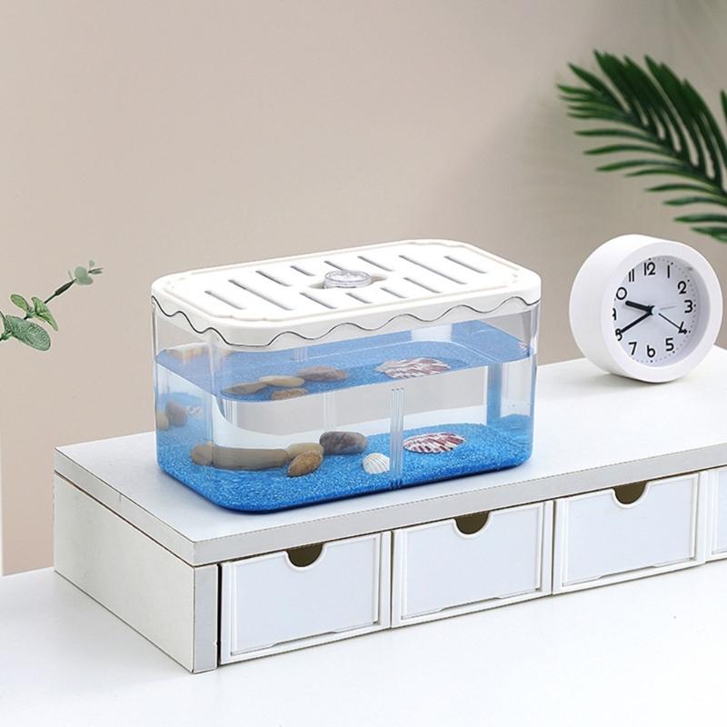 Tabletop Fish Tank Aquarium Breeding Box with Removable Divider Box for Shrimp Baby Fishes Guppy Accessories