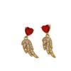 Premium Sense Of Love Feather Wings Diamond Stud Earrings Light Luxury Elegant Temperament Exquisite Earrings Unique Personality Earrings Women