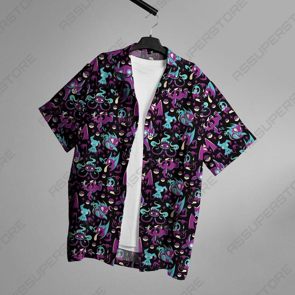 Summer Cute Cartoon Shirts For Men Fashion Harajuku Street Casual Trend Turn-down Collar Men's Lapel Short-sleeved Tops