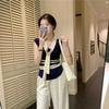 2025 Summer French Style Ice Silk Striped Shawl Cardigan - Sleeveless, Slimming, Casual for Women