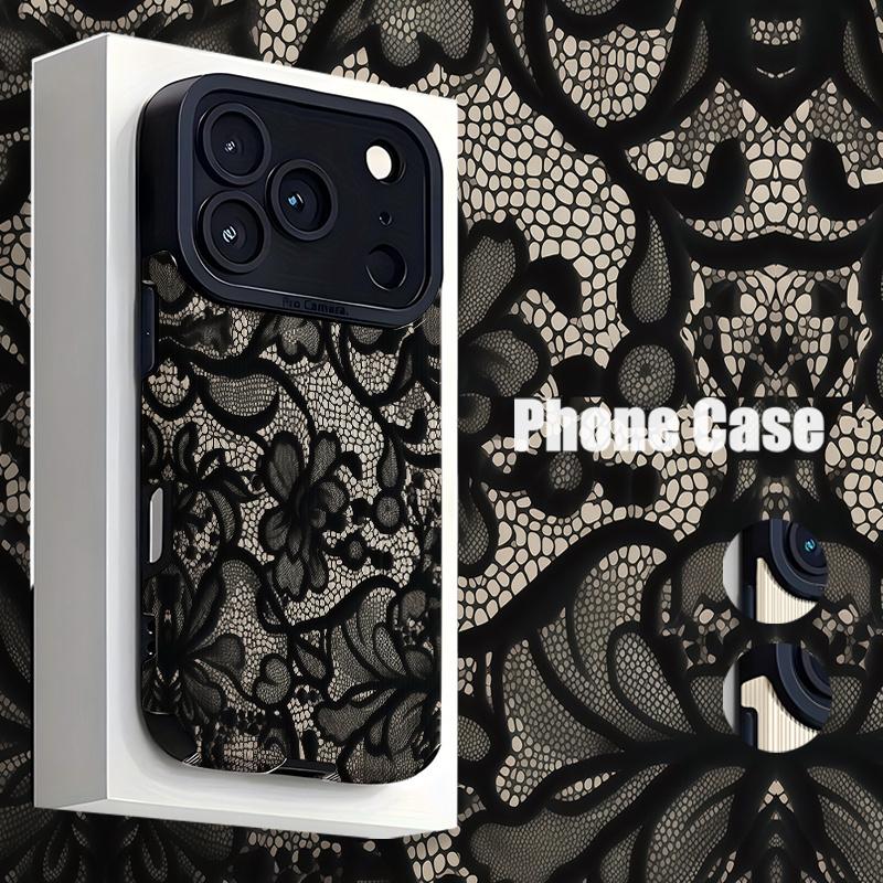 Blumen-Spitzenmuster Handyhülle geeignet für iPhone 17 16 15 14 13 12 11 Pro/Max/Plus sturzsicher und stoßfest Rückseite