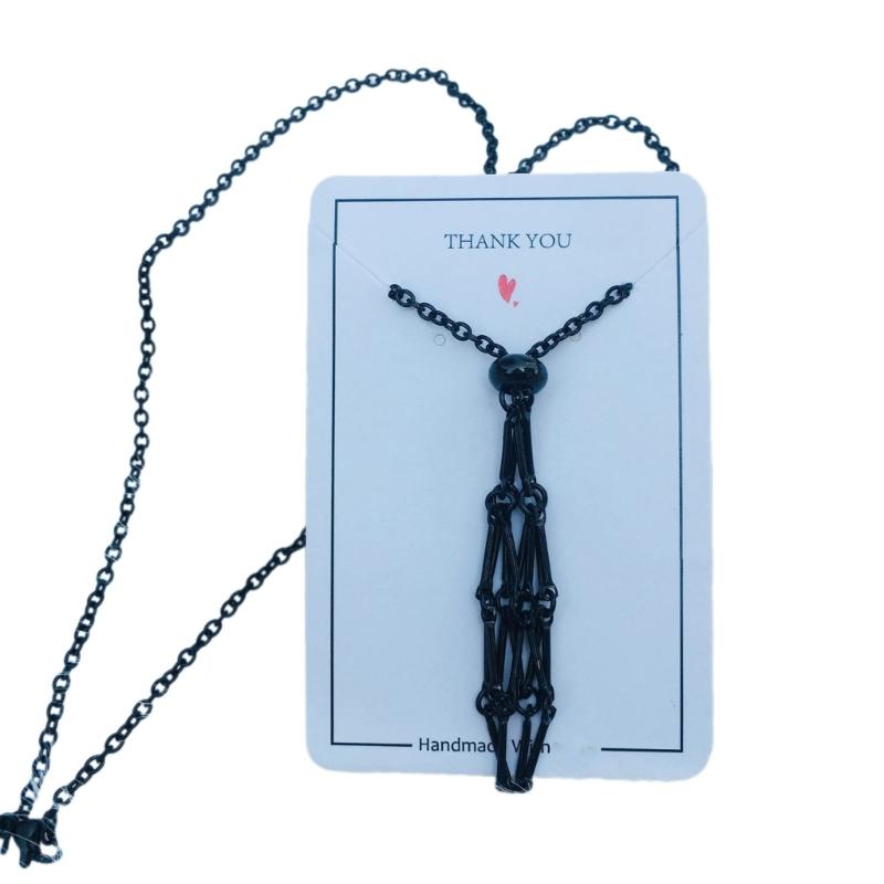 Empty Crystal Stone Holder Necklace Adjustable Natural Crystal Cage Necklace