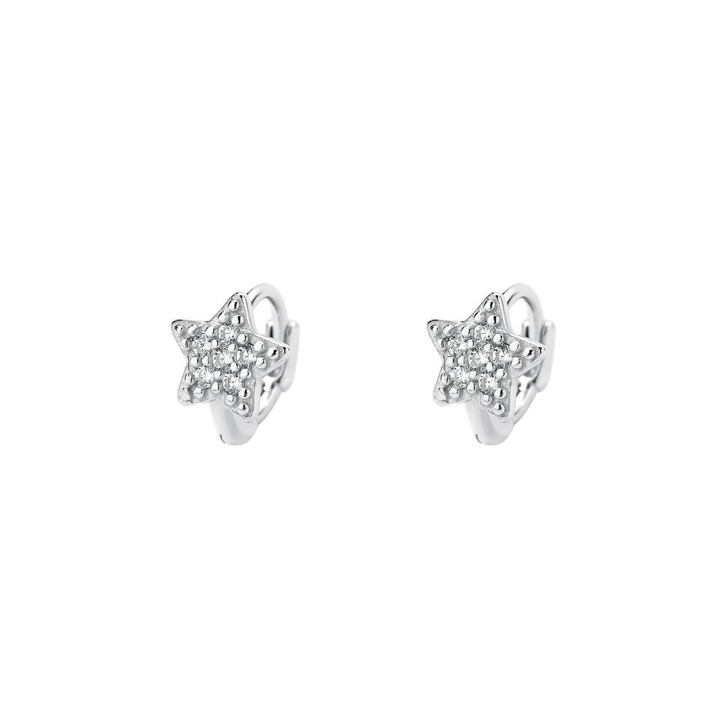 High Quality Inlaid Zircon Star Earrings for Women Korean 925 Sterling Silver Temperament Sweet Jewelry