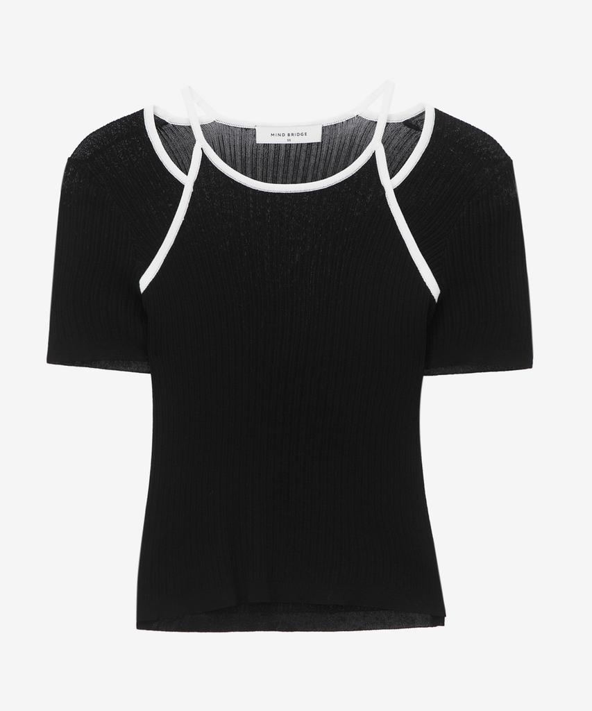 MIND BRIDGE WOMEN [W] Cutout Layered Contrast Knit - 2Color Mykt3280