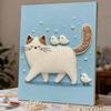 Easy DIY Framed Pearl Bead Painting Kit with Cute Cat and Little Birds 3D Sparkling Canvas Art for Home Decoration Gift Idea for Craft Fans