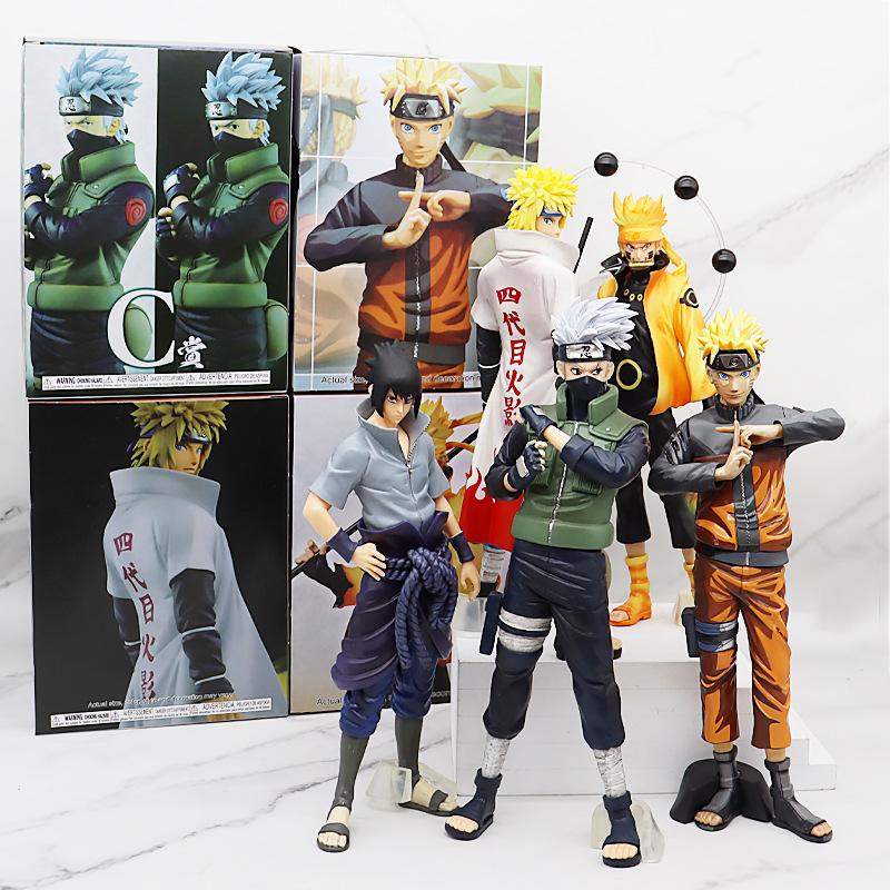 28CM Anime Naruto Shippuden Hatake Kakashi Standing Model Toy Gift Large Action Figure Sasuke PVC Desktop Ornament Doll
