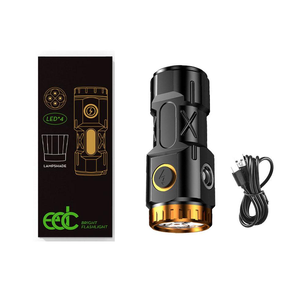 Super Bright Mini 6LED Flashlight Pen Clip And Tail Magnet Builtin Battery USB Charge Outdoor Portable Torch Emergency Lamp