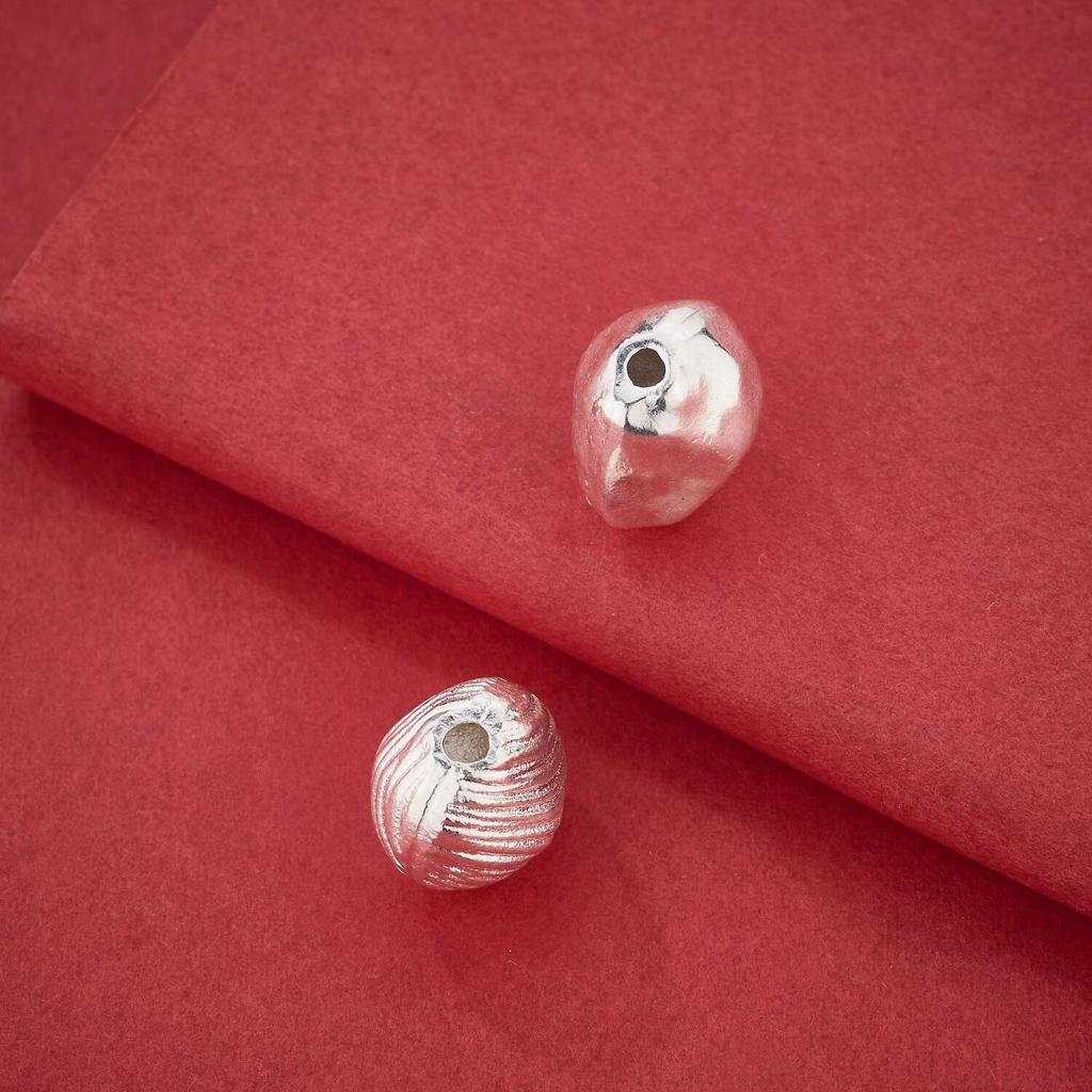Irregular Hammered S925 Sterling Silver Spacer Beads for DIY Beaded Bracelets