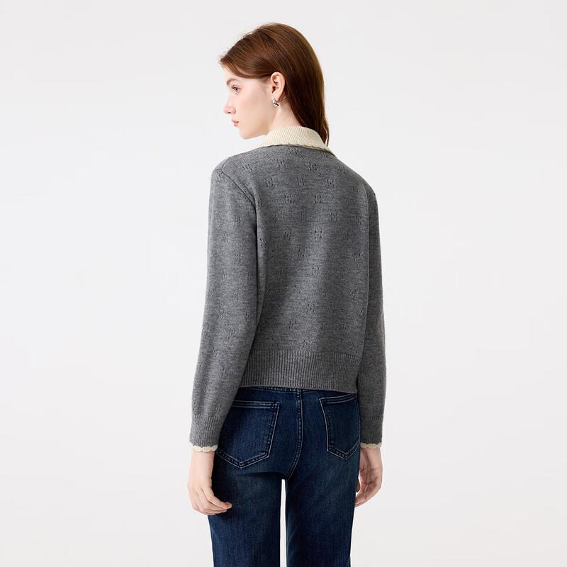 FivePlus Women's Contrast Doll Collar Knit Cardigan