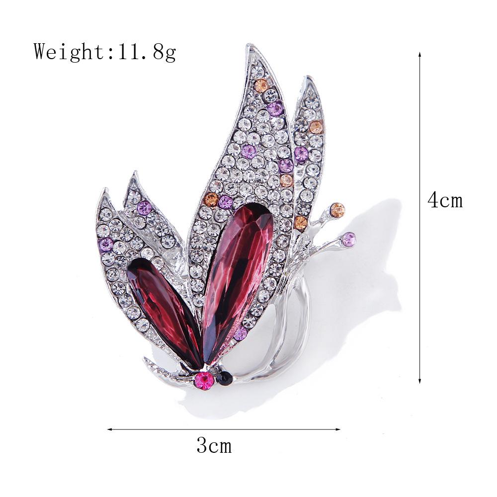 Korean Style Purple Crystal Butterfly Brooch for Women