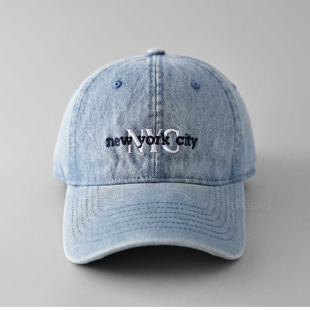 Letter Denim Baseball Cap With Adjustable Fit For Sun Protection And Breathability