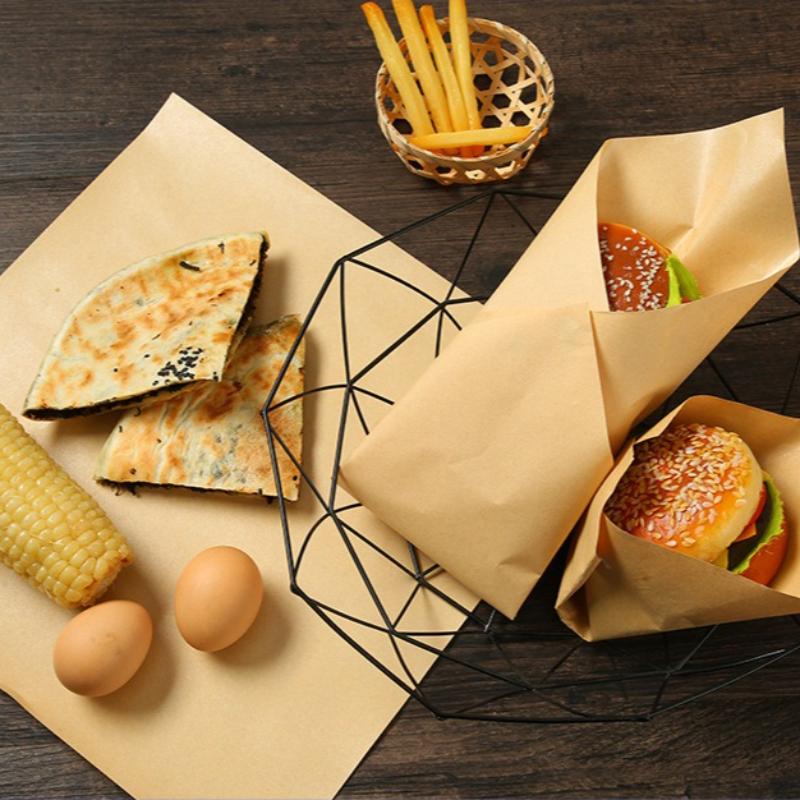 Baking Cake Fast Food Restaurant Packaging Paper French Fries Fried Chicken Food Tray Paper Hamburg Disposable Water Oil Repellent Kraft Papers