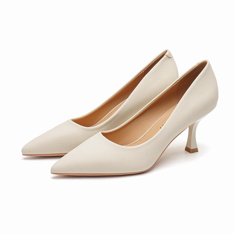 

Fashionable Minimalist Women s Pointed Toe Stiletto Heels - French Style Solid Color 38 брудно-білий