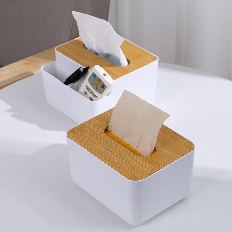 Multifunctional Wooden Tissue & Remote Holder for Home