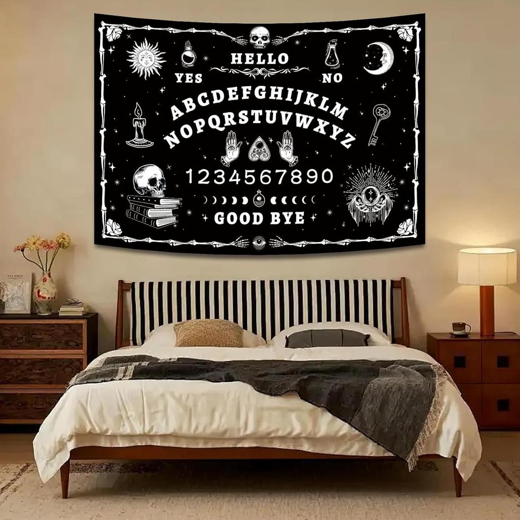 Halloween Gotisk Grunge Rumsdekor,Dödskalletapet för Sovrum,Goth Heksig Mörk Estetik Heminredning,Litet Skelett Vintage Svart