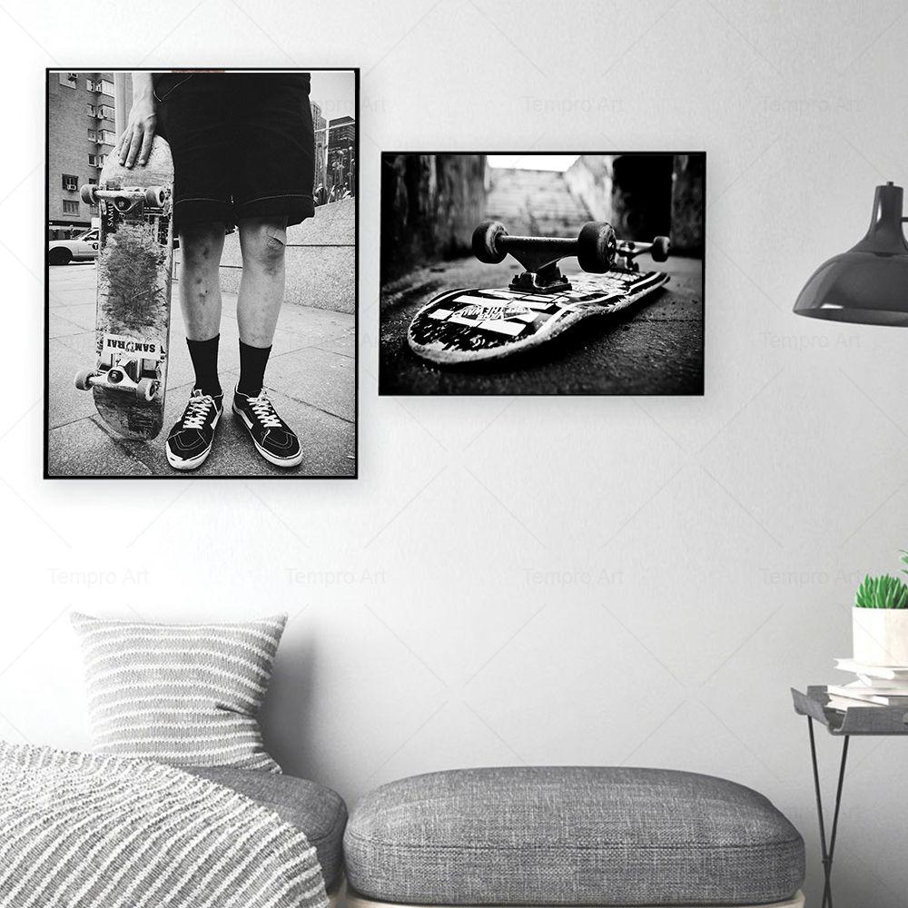 Skateboarding Extreme Sports Posters Prints Black White Photo Canvas Painting Wall Art Pictures Room Decor Skateboard Lover Gift
