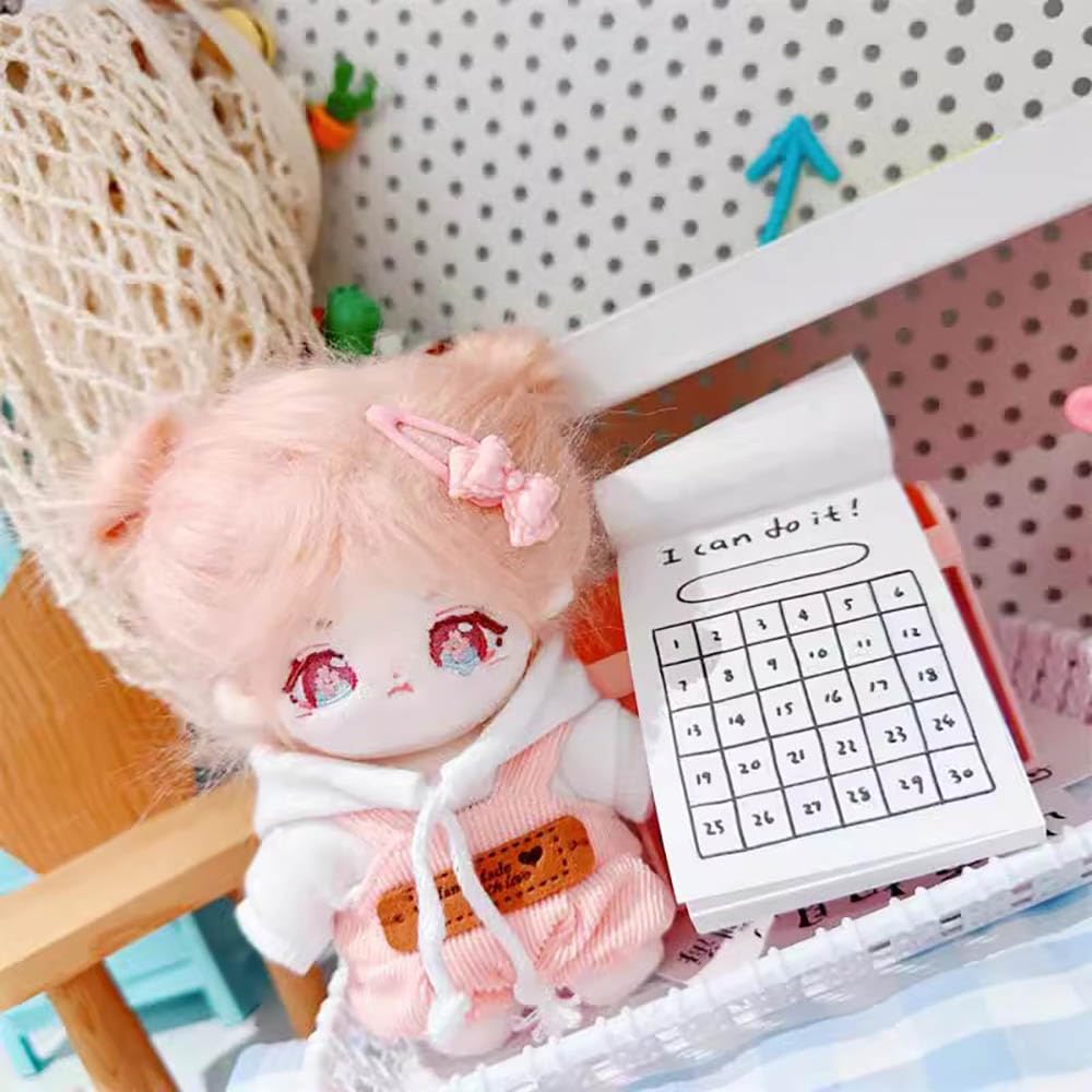 niannyyhouse 10cm~15cm 20cm Plush Toy Clothes - White Hoodie, Overalls, Cotton Doll, Dress-up, Accessories (Pink 10cm~15cm)