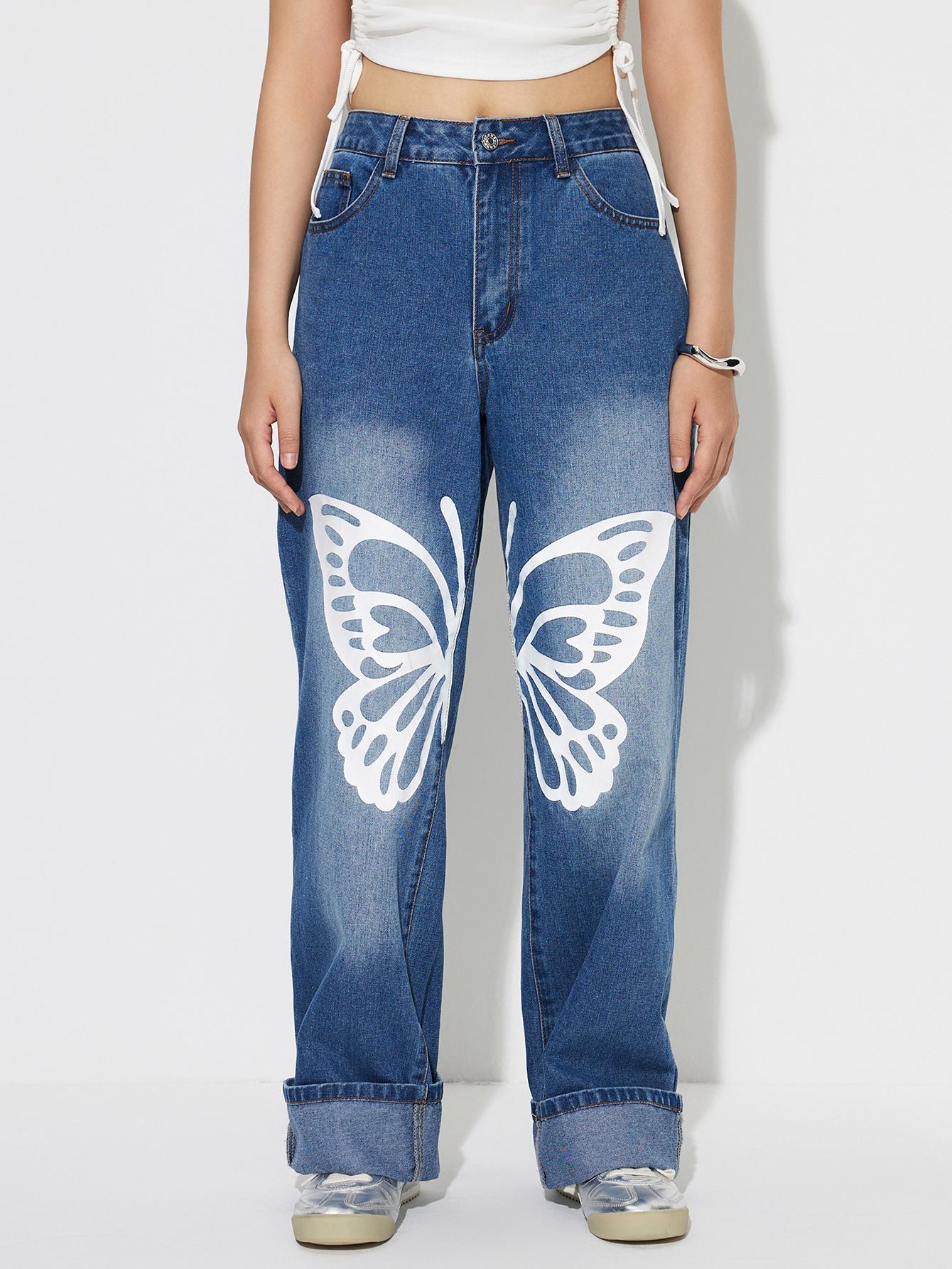 

Женские джинсы INS Retro Casual с высокой талией, прямые, женские L синий