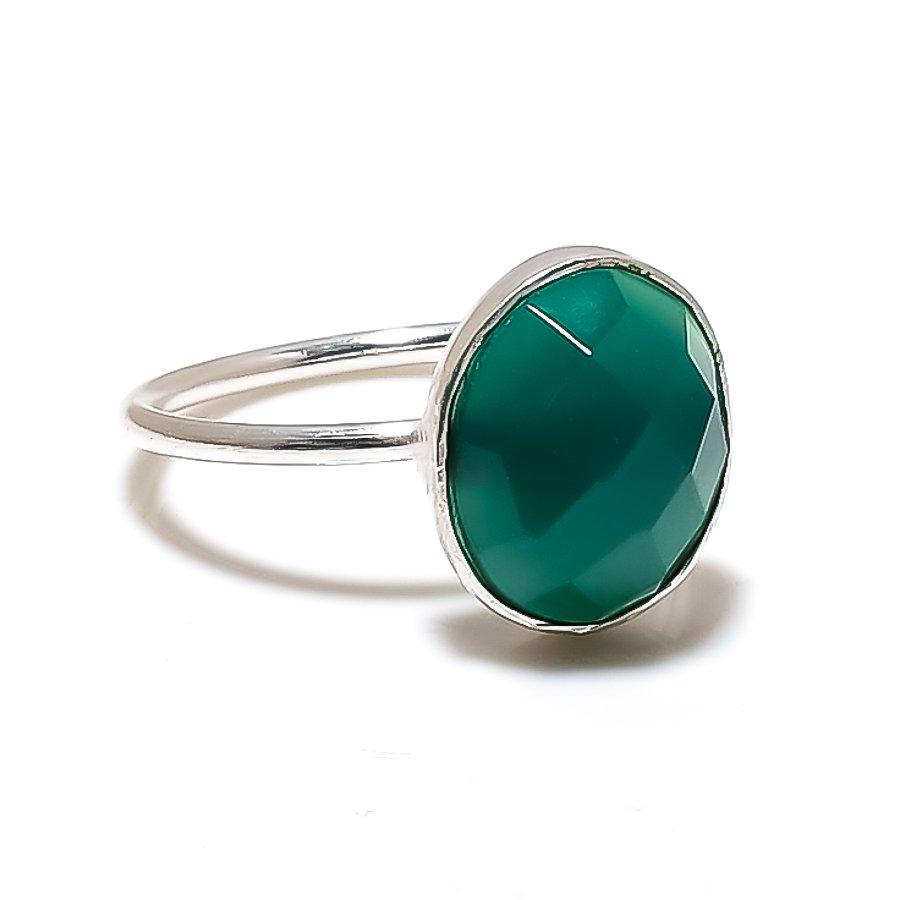 Green Onyx Gemstone 925 Sterling Silver Jewelry Ring Size Adjustable GK-5576