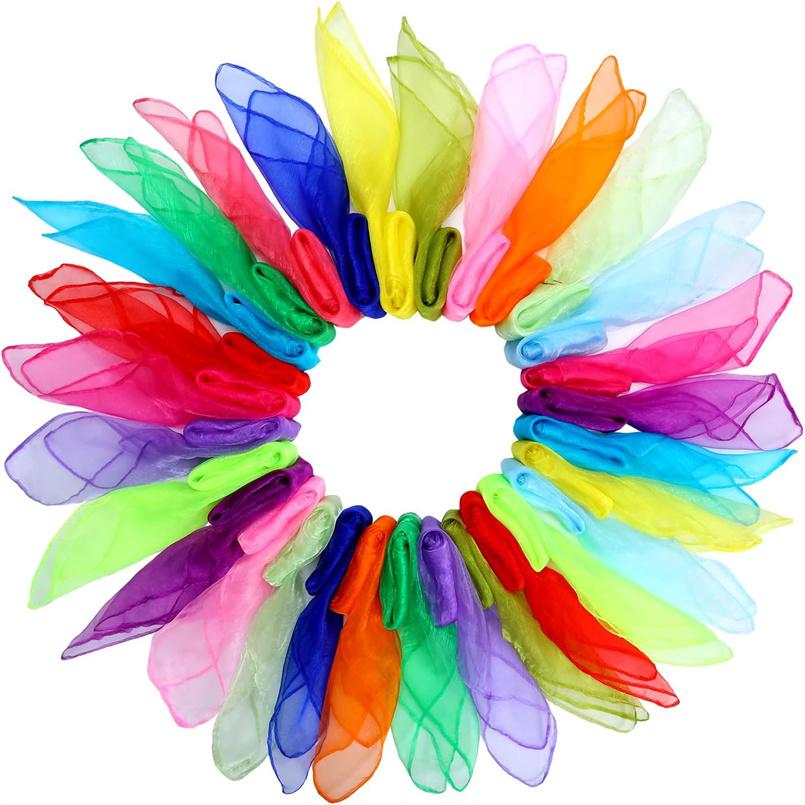 3/6Pcs Colorful Square Dance Scarves Gymnastics Music Scarves Dance Scarf For Children Movement Juggling Silk Tricks Scarves