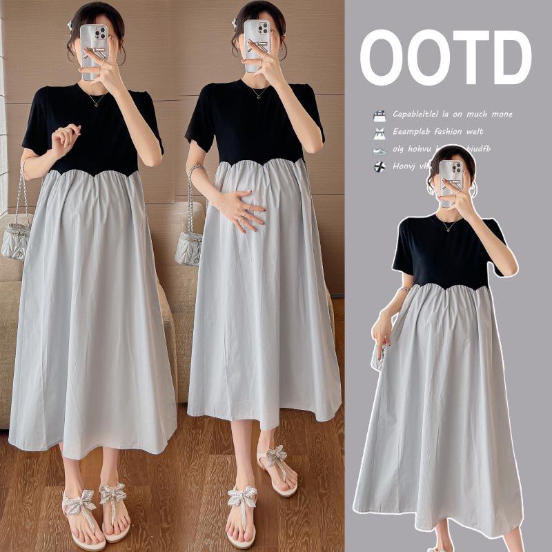 2026 Summer Maternity Patchwork Short-Sleeve Dress