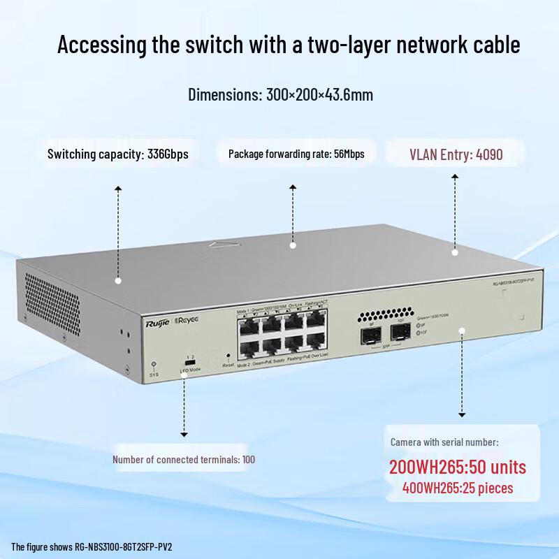 Ruijie RG-NBS3100-8GT2SFP-P V2 8-Port Gigabit Layer 2 Managed PoE+ Switch