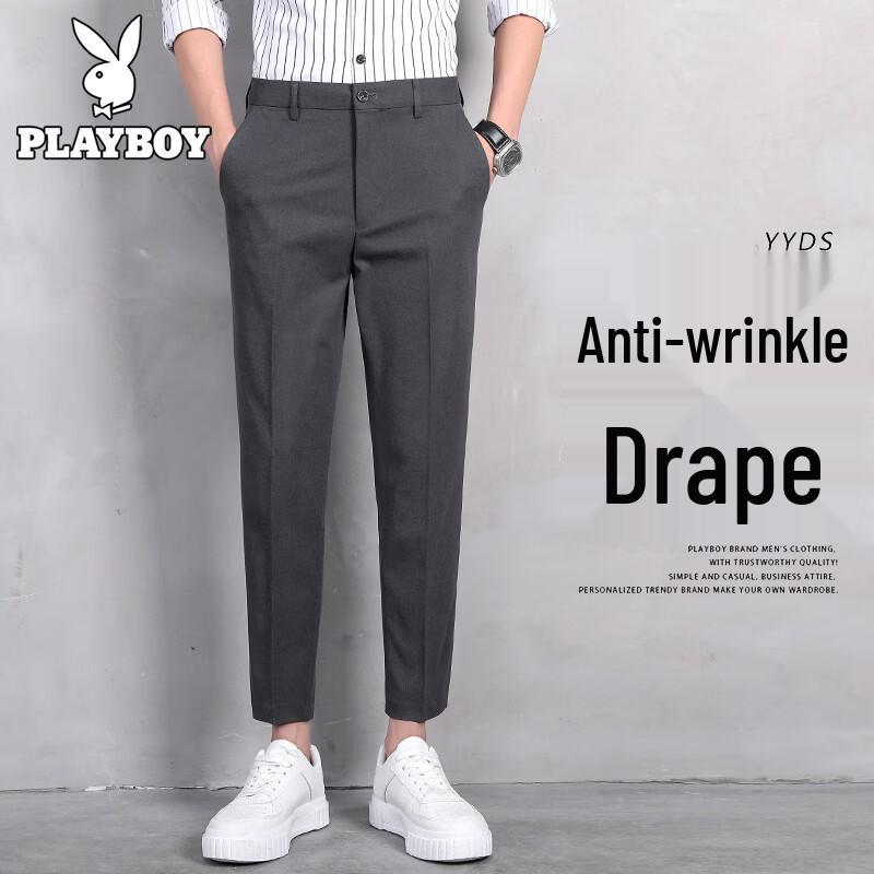 

PLAYBOY Men s Anti-Wrinkle Straight-Leg Business Casual Pants 28