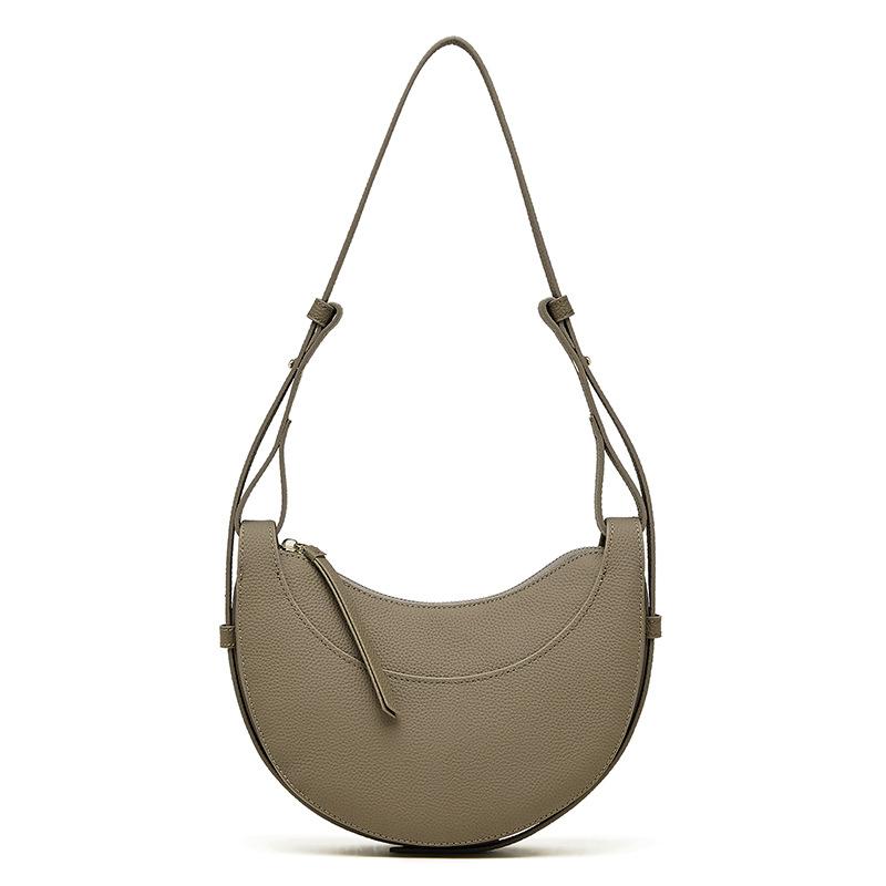 Top Layer Cowhide Niche Design High Quality Crossbody Crescent Bag for Women New Genuine Leather Underarm Saddle Bag