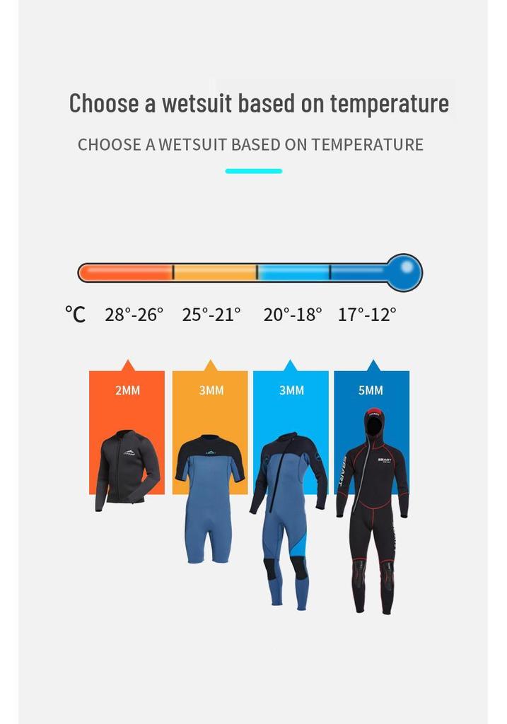 Men's 3MM Plus Velvet Warm Long Sleeve Diving & Fishing Wetsuit