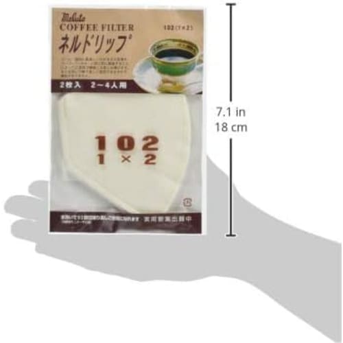 Nel Drip Coffee Filters, 2-Pack, Size 102, Serves 2-4 People, Set of 2, Includes Mitsumaru Honpo Original Tissues