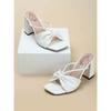 Shoetopia Women & Girls Detailed Strap Stylish Fashion Sandal Block Heels /1296/White/Uk4