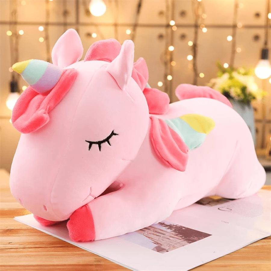

Unicorn Stuffed Animal Lying Down Rainbow House Plush Toy Gentle Pillow Cushion Joyful Unicorn Girls Birth Date Celebration Decors Gifts 30CM розовый